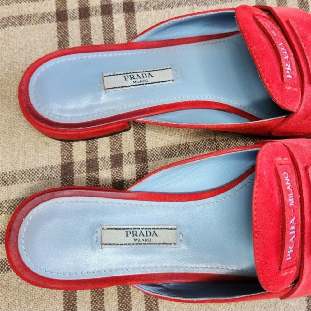Prada Red Pointed Toe Slides - Picture 2 of 7